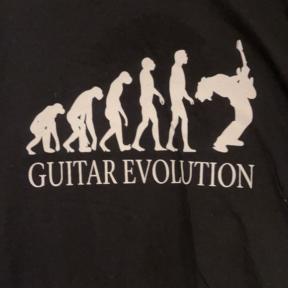 GUITAR EVOLUTION VINTAGE GILDAN SOFTSTYLE ACTIVEWEAR MEN’S LARGE BLACK T-SHIRT - Picture 2 of 5